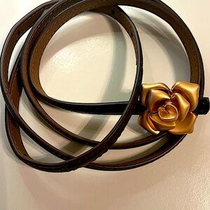 Thin Black belt with “rose “ buckle